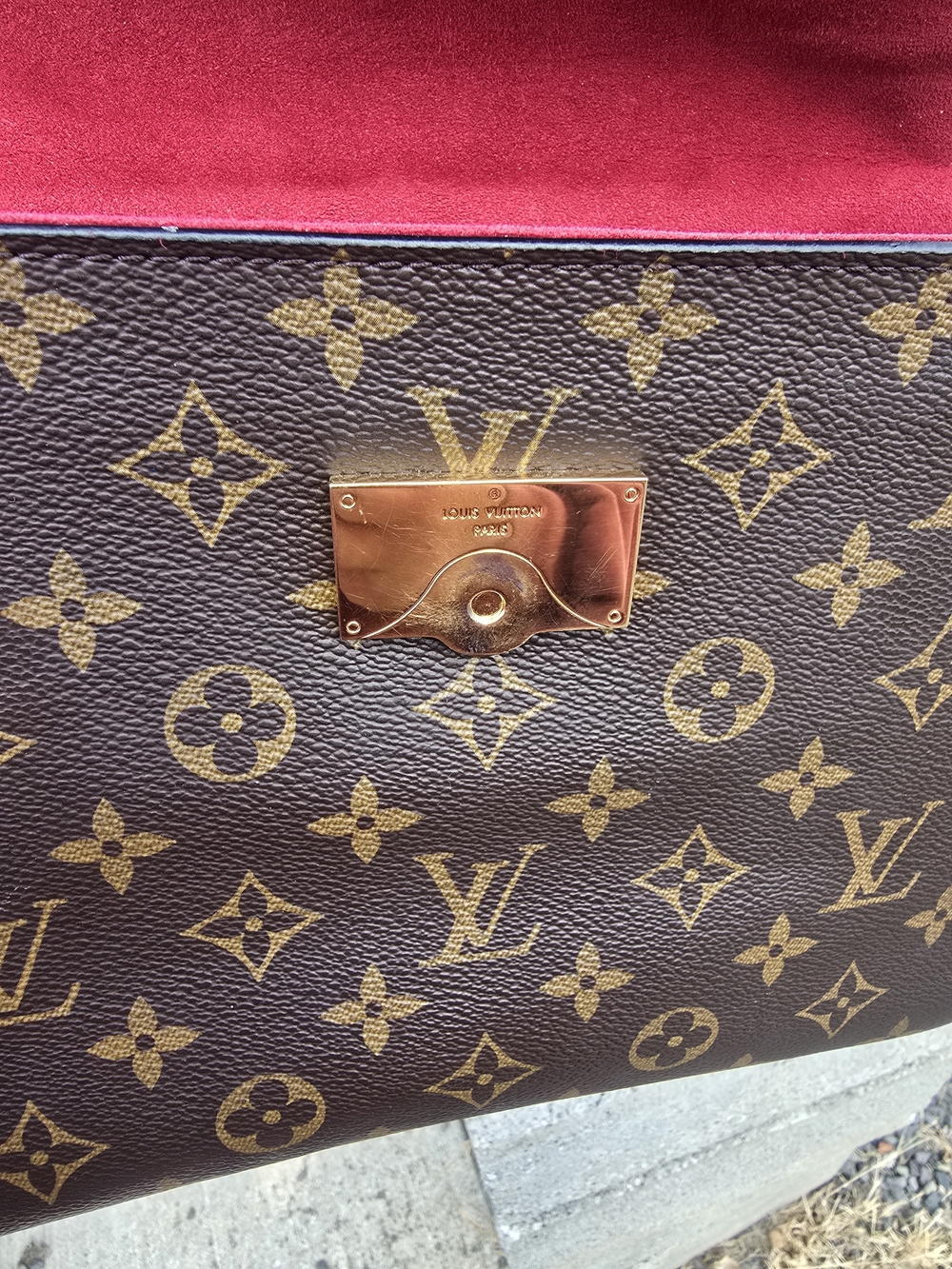 Louis Vuitton Two-Tone Monogram Top Handle Bag in Red and Brown - Picture 6 of 7